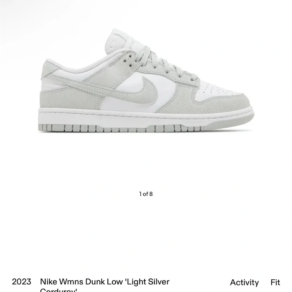 Nike Women's Dunk Low in Light Silver Corduroy - Picture 2 of 6